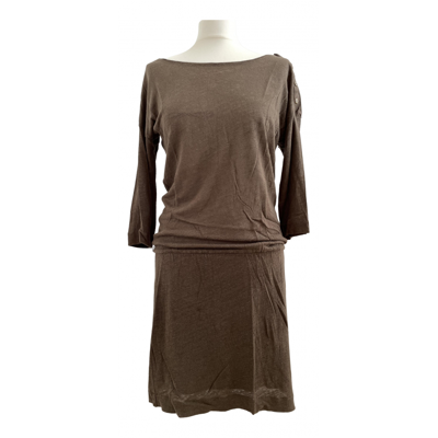 Pre-owned Massimo Dutti Linen Dress In Brown