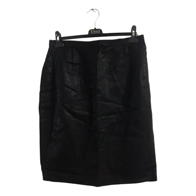 Pre-owned Escada Linen Mid-length Skirt In Black