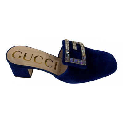 Pre-owned Gucci Velvet Sandals In Blue