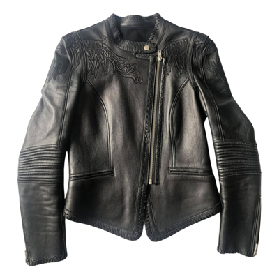 Pre-owned Roberto Cavalli Leather Jacket In Black