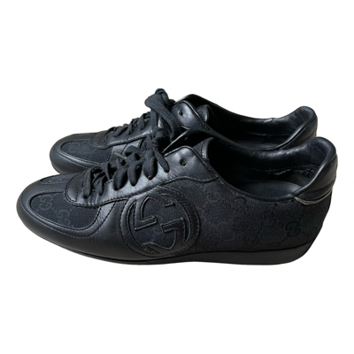 Pre-owned Gucci Cloth Trainers In Black