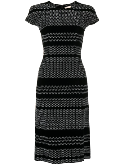 Pre-owned Alaïa Abstract-knit Midi Dress In Black