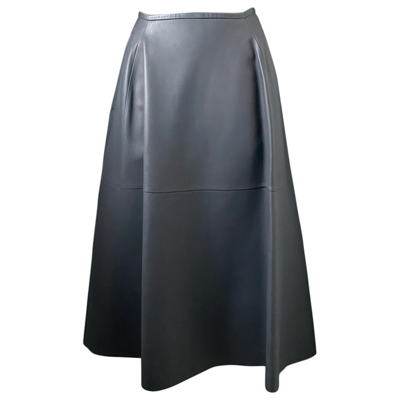 Pre-owned Jil Sander Leather Mid-length Skirt In Grey