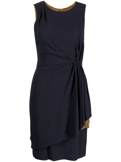 Pre-owned Fendi 2010s Pleat-detail Dress In Blue