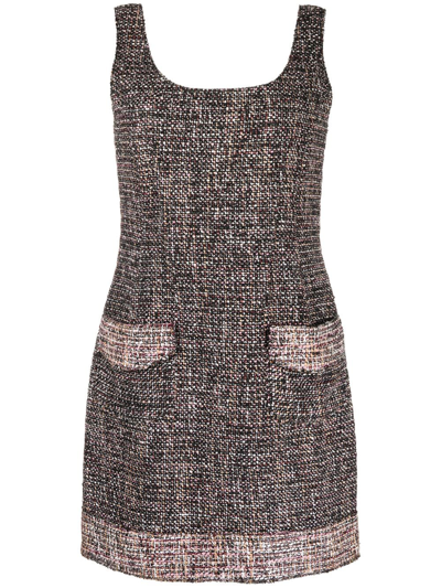 Pre-owned Dolce & Gabbana 2000s Tweed Sleeveless Dress In Brown