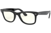 Ray Ban Sunglasses  Wayfarer Clear Evolve - Shiny Black Frame Grey Lenses 54-18 In Black,grey