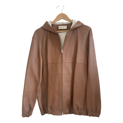 Pre-owned Marni Leather Jacket In Camel