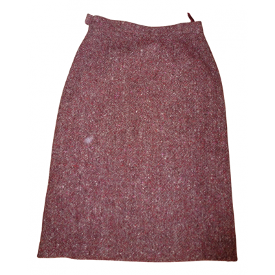 Pre-owned Guy Laroche Wool Mid-length Skirt In Burgundy