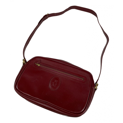 Pre-owned Cartier Patent Leather Crossbody Bag In Burgundy
