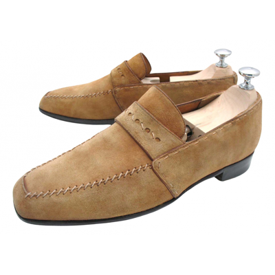 Pre-owned Berluti Leather Flats In Camel