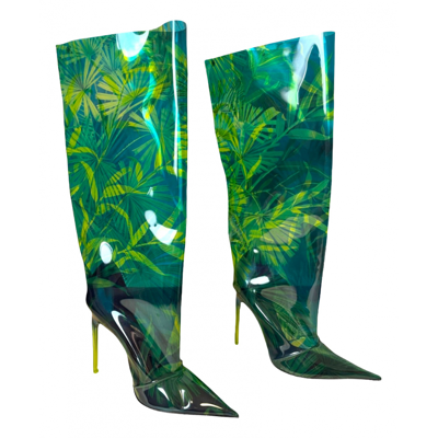 Pre-owned Versace Cowboy Boots In Green | ModeSens