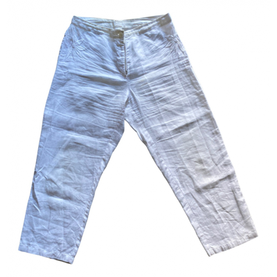 Pre-owned 120% Lino Linen Short Pants In White