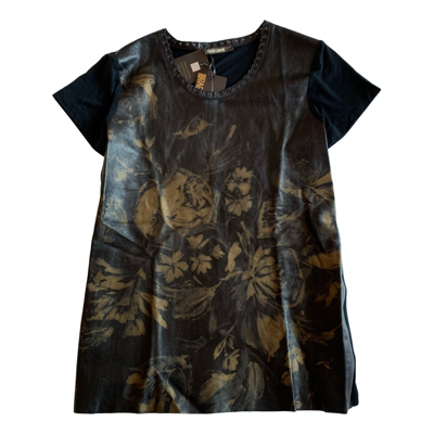 Pre-owned Roberto Cavalli Leather T-shirt In Black