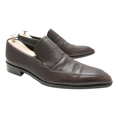 Pre-owned Hugo Boss Leather Flats In Brown