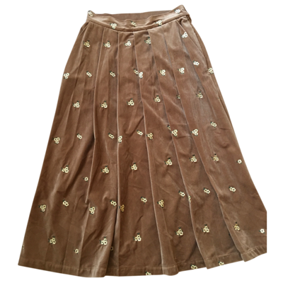Pre-owned Idano Velvet Maxi Skirt In Brown