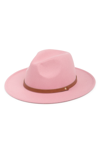Melrose And Market Faux Leather Trim Felt Panama Hat In Pink Combo