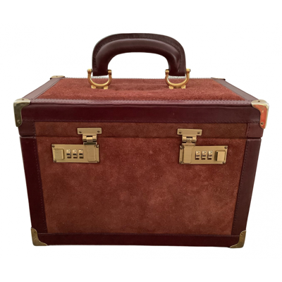Pre-owned Cartier Leather Vanity Case In Burgundy