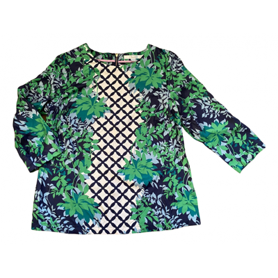 Pre-owned Boden Silk Top In Green