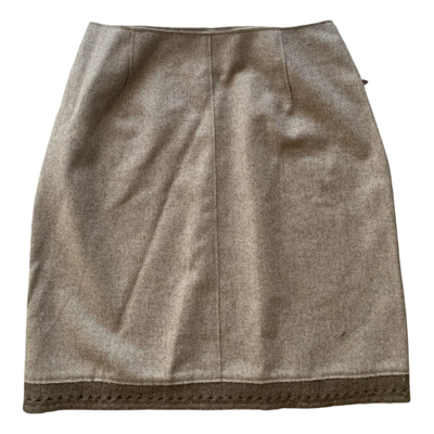 Pre-owned Philosophy Di Alberta Ferretti Wool Mini Skirt In Beige