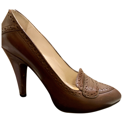 Pre-owned Bruno Magli Leather Heels In Brown