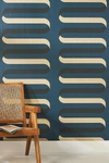 Mitchell Black Folding Ribbon Wallpaper In Blue