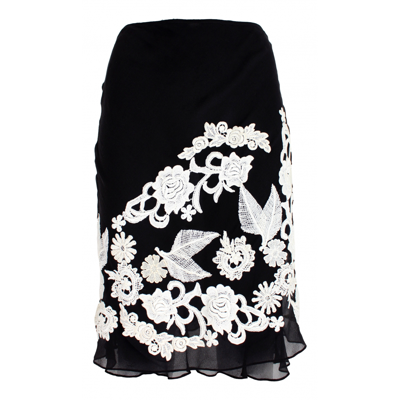 Pre-owned Gai Mattiolo Silk Mid-length Skirt In Black