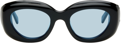Bonnie Clyde Black Portal Sunglasses In Black-blue