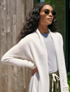 WHITE + WARREN ESSENTIAL CASHMERE TRAPEZE CARDIGAN SWEATER IN SOFT WHITE