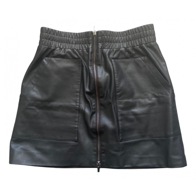 Pre-owned French Connection Leather Mini Skirt In Black