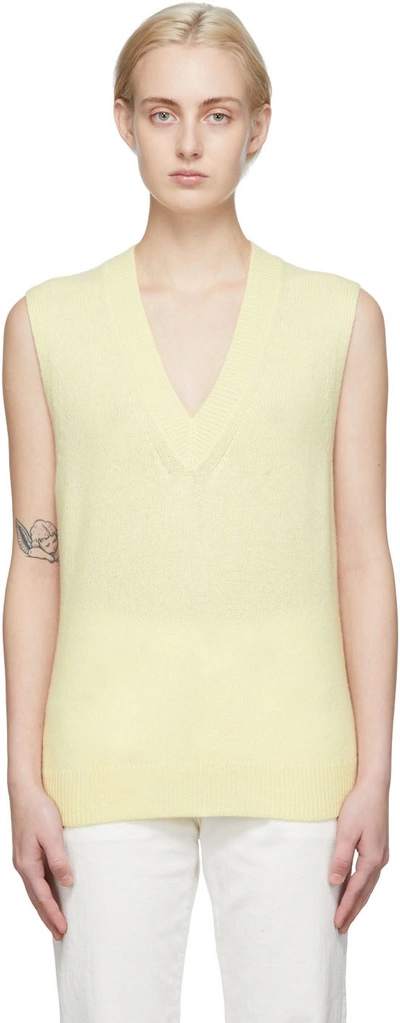 6397 Off-white Cashmere Off-gauge Boxy Vest In Pale Yellow