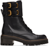 See By Chloé Mallory Combat Boots In Black Leather In 001-black