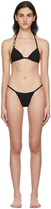 Dolce & Gabbana Jersey Triangle Bikini Set W/ Logo In N0000 Black