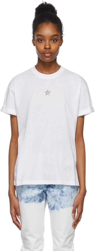 Stella Mccartney 星星细节纯棉平纹针织t恤 In White