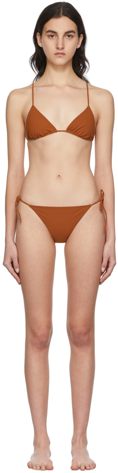 Lido Venti Triangle Self-tied Bikini In Terracotta