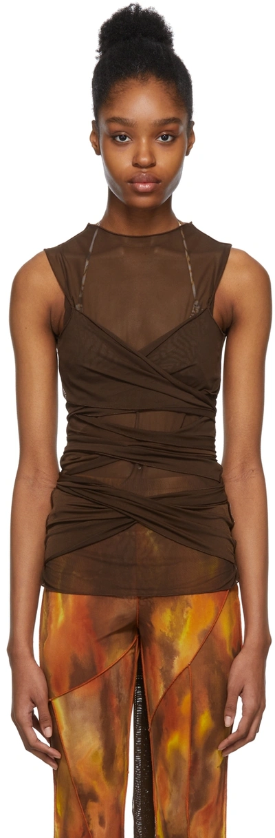 Kim Shui Brown Jersey Tie Top | ModeSens