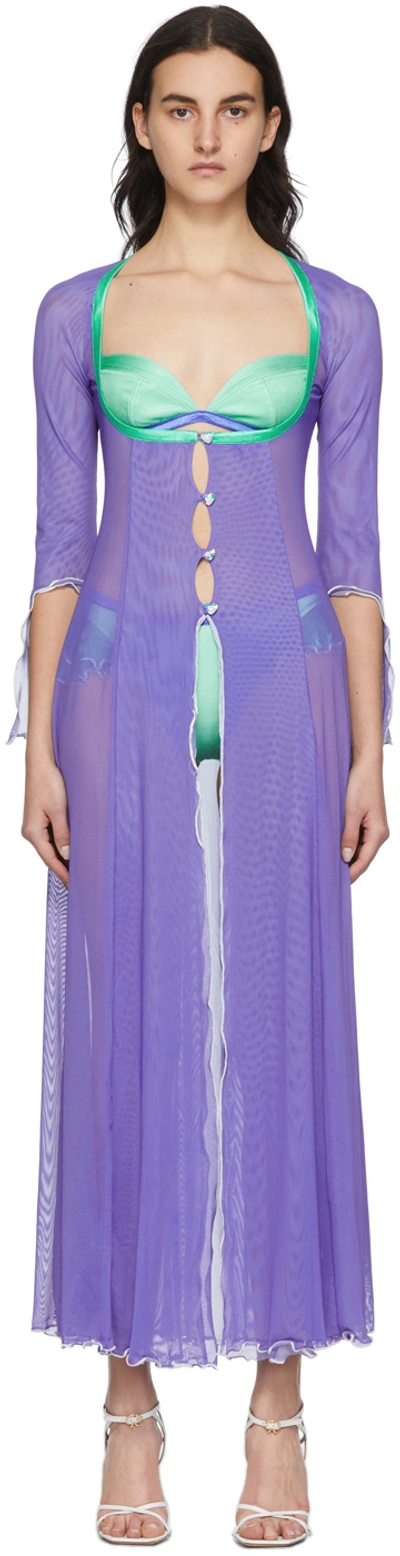 Poster Girl Ssense Exclusive Purple Barbie Beach Dress In Solid Purple