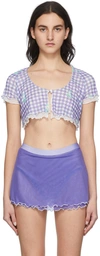 Poster Girl Ssense Exclusive Purple Gingham Cher Cover Up Top In Purple/green