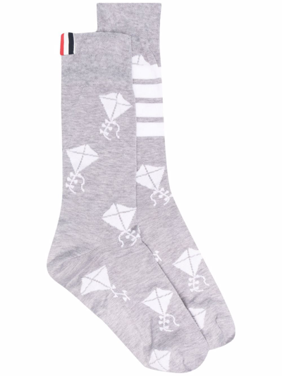 Thom Browne Kite-icon Socks In Grey