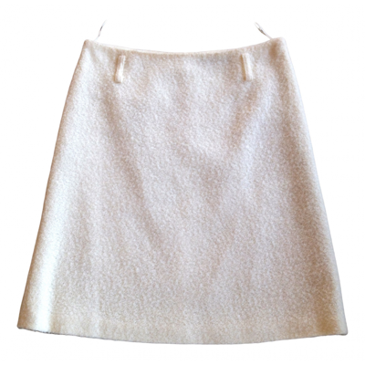 Pre-owned Strenesse Wool Mini Skirt In White
