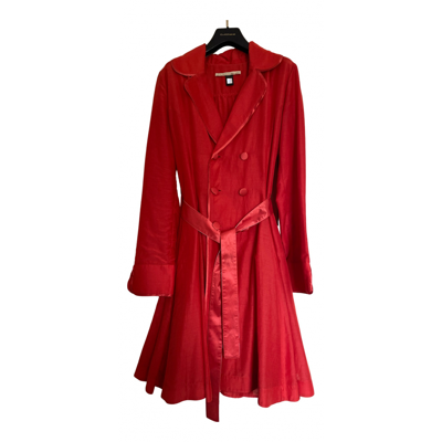 Pre-owned Class Cavalli Trench Coat In Red