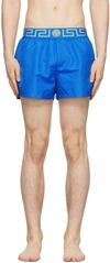 Versace Blue Greca Border Short Swim Shorts In 2u800 Teal