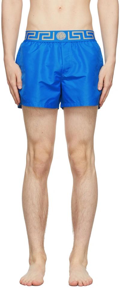 Versace Blue Greca Border Short Swim Shorts