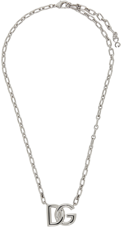 Dolce & Gabbana Silver Dg Logo Choker Necklace