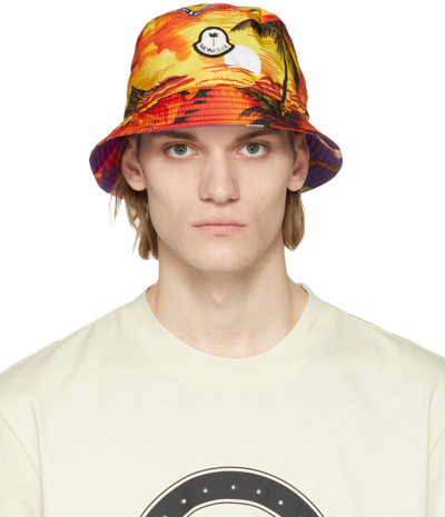 Moncler Genius 8 Moncler Palm Angels Reversible Orange Palm Bucket Hat In Multicolor