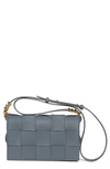 Bottega Veneta Cassette Intrecciato Leather Crossbody Bag In Thunder Gold