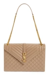 Saint Laurent Large Envelope Calfskin Shoulder Bag In Natural Multi