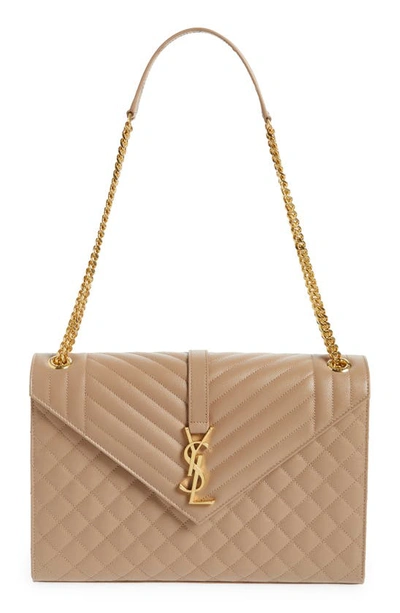 Saint Laurent Large Envelope Calfskin Shoulder Bag In Natural Multi