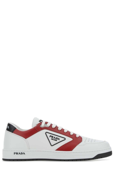 Prada District Low-top Leather Trainers In White