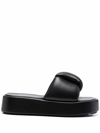 Miu Miu Padded Leather Sandals In Black