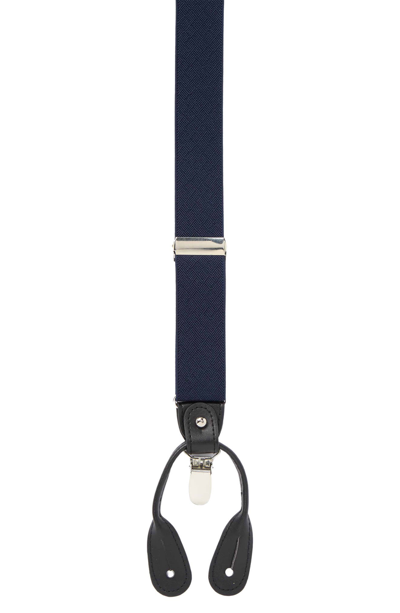 Ike Behar Basket Weave Knit Suspenders In Navy